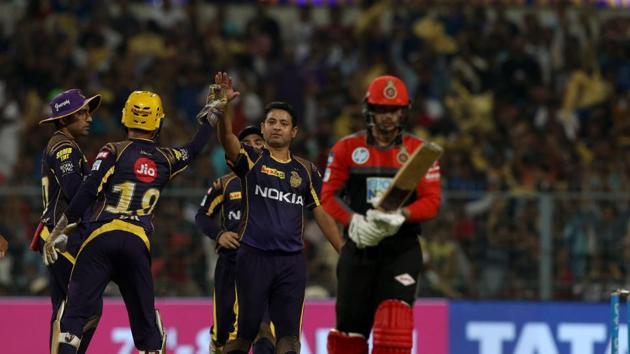 Piyush Chawla got the wicket of Quinton de Kock cheaply as KKR struck early.  (BCCI) 