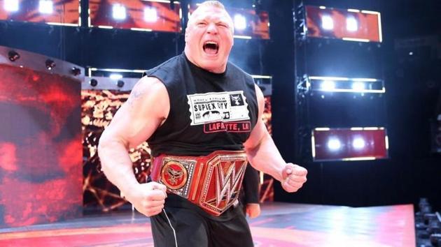 Brock Lesnar retained his WWE Universal Championship at WrestleMania 34 against Roman Reigns.(Twitter)