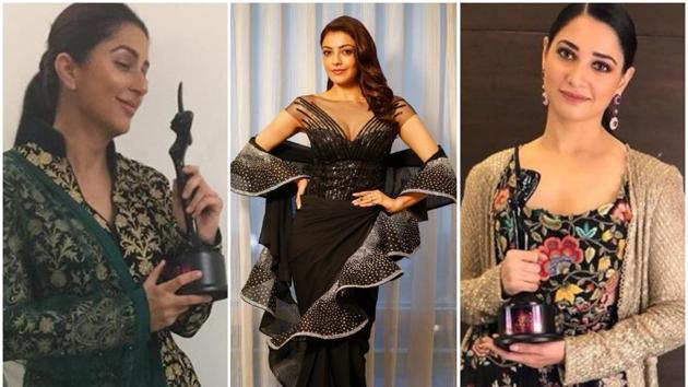 Bhumika Chawla, Kajal Aggarwal and Tamannaah Bhatia won awards in different categories at the Apsara Awards 2018.(Bhumika_chawla_t/Instagram | kajalaggarwalofficial/Instagram | Tamannaahspeaks/Instagram)