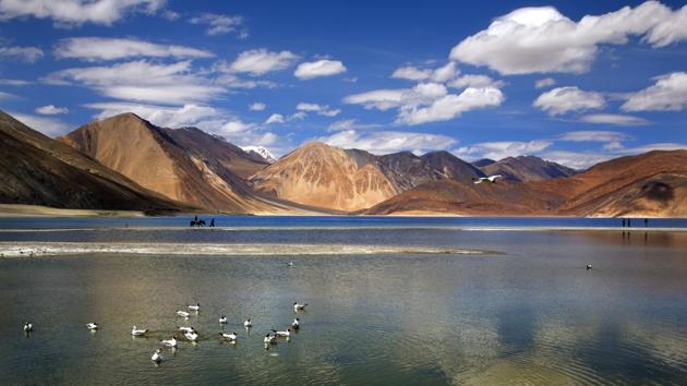 It was near the strategic Pangong lake, located at a height of more than 4,250 metres near the disputed border between the two countries, that Indian and Chinese soldiers clashed last August over allegations of territorial intrusions.(AP File) It was near the strategic Pangong lake, located at a height of more than 4,250 metres near the disputed border between the two countries, that Indian and Chinese soldiers clashed last August over allegations of territorial intrusions.(AP File)