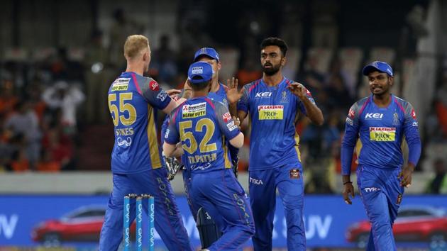 Jaydev Unadkat picked up the wicket of Wriddhiman Saha for 5 as Rajasthan Royals looked to fight.  (BCCI) 
