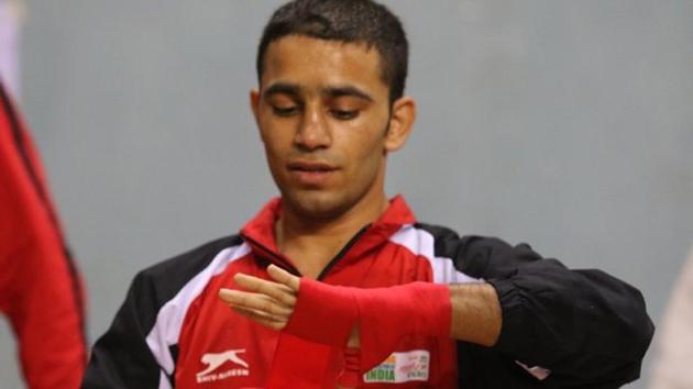 Amit Panghal beat Aqeel Ahmed of Scotland in the quarter-finals of the men’s light flyweight (49 kilogram) category. (Twitter)