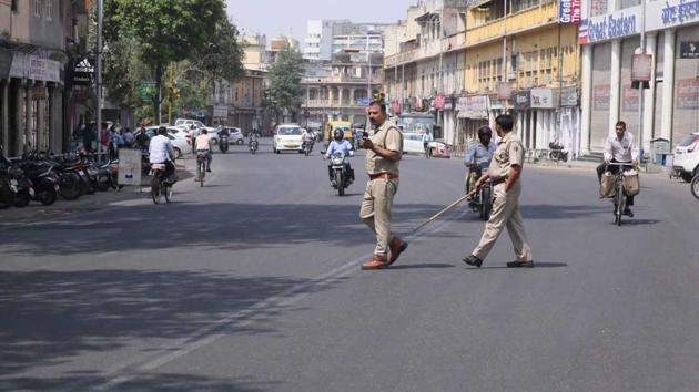 Security has been increased in Rajasthan’s Jaipur on Tuesday. (HT Photo) Security has been increased in Rajasthan’s Jaipur on Tuesday. (HT Photo)