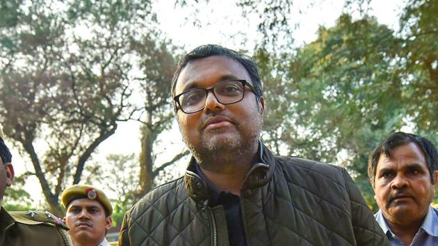 Karti Chidambaram, son of former union minister P Chidambaram escorted by police personnel to the Patiala House court in New Delhi on Wednesday. (PTI Photo) Karti Chidambaram, son of former union minister P Chidambaram escorted by police personnel to the Patiala House court in New Delhi on Wednesday. (PTI Photo)