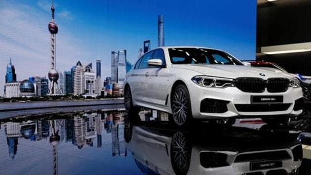 A BMW 5-Series Li car is displayed at the Shanghai Auto Show during its media day, in Shanghai, China,(REUTERS File Photo)
