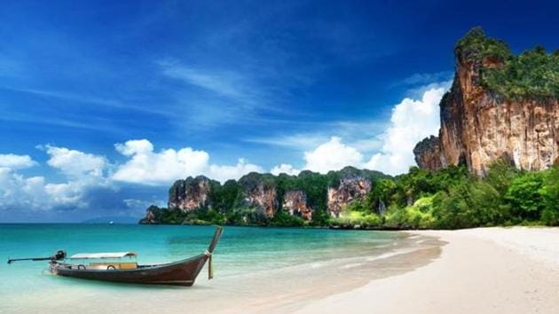 Made famous by the 2000 movie, The Beach, starring Leonardo DiCaprio, Maya Bay on the western Thai island of Koh Phi Phi Ley is now a case study in the ruinous costs of runaway tourism.(Shutterstock)