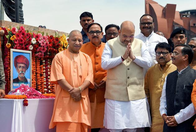 BJP President Amit Shah and Uttar Pradesh Chief Minister Yogi Adityanath paid tribute to social reformer Jyotiba Phule on his birth anniversary in Lucknow on Wednesday. (Nand Kumar / PTI) BJP President Amit Shah and Uttar Pradesh Chief Minister Yogi Adityanath paid tribute to social reformer Jyotiba Phule on his birth anniversary in Lucknow on Wednesday. (Nand Kumar / PTI)