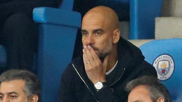 Manchester City manager Pep Guardiola was sent to the stands during the Champions League quarterfinal second-leg vs Liverpool(REUTERS)