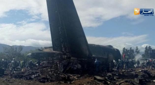 Videograb of the crashed Algerian military plane on Wednesday. (Reuters) Videograb of the crashed Algerian military plane on Wednesday. (Reuters)