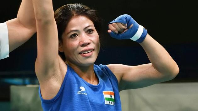 MC Mary Kom beat Anusha Dilrukshi Koddithuwak in the semi-finals of the women’s 48 kg boxing event in the 2018 Commonwealth Games. (PTI) MC Mary Kom beat Anusha Dilrukshi Koddithuwak in the semi-finals of the women’s 48 kg boxing event in the 2018 Commonwealth Games. (PTI)