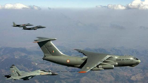 Indian Air Force fighter planes, Boeing’s B-29, flying alongside F-16 and F-15 of USAF during Red Flag exercise in Naveda, US.(PTI Photo)