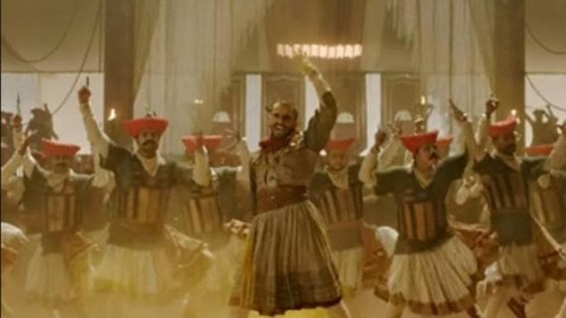 Ranveer Singh in a still from the song Malhari.