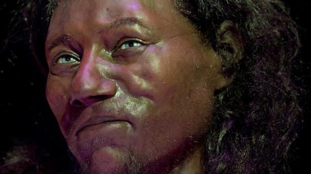 A full face reconstruction model made from the skull of a 10,000 year old man, known as ‘Cheddar Man’, Britain’s oldest complete skeleton is pictured during a press preview at the National History Museum in London on February 6, 2018(AFP)