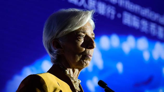International Monetary Fund (IMF) Christine Lagarde speaks at the Joint People's Bank of China-International Monetary Fund High-Level Conference in Beijing on April 12, 2018.(AFP Photo)