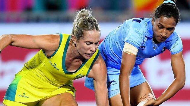 Indian women’s hockey team were beaten by Australia in their 2018 Commonwealth Games semi-final encounter in Gold Coast.(AFP)