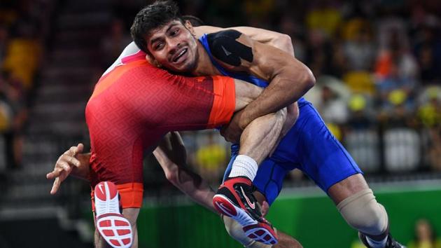 Rahul Aware won gold in the men’s 57 kg category. Aware overpowered Steven Takahashi of Canada 15-7 in the final. (AFP) Rahul Aware won gold in the men’s 57 kg category. Aware overpowered Steven Takahashi of Canada 15-7 in the final. (AFP)