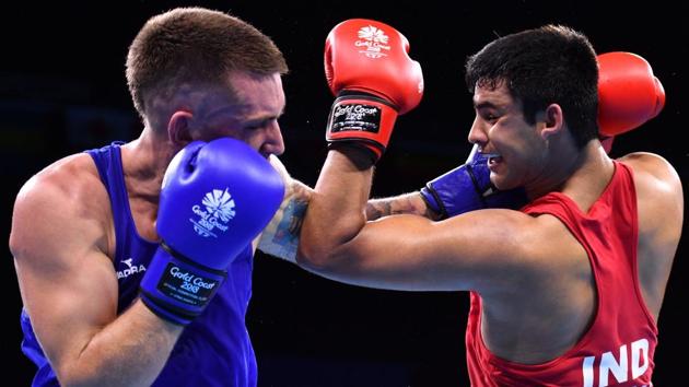 ANaman Tanwar will take on Australia’s Jason Whateley in the semis of the men’s 91 kg event but lost to settle for a bronze medal as India enjoyed their best day in the 2018 Commonwealth Games. (AFP)