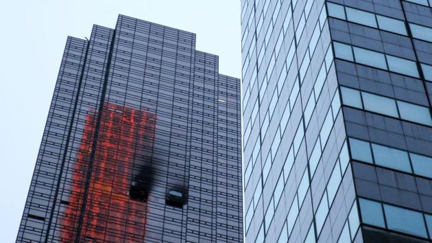 Damaged windows are seen after a fire broke out in an apartment in Trump Tower in Manhattan in New York City. (Amr Alfiky / REUTERS) Damaged windows are seen after a fire broke out in an apartment in Trump Tower in Manhattan in New York City. (Amr Alfiky / REUTERS)