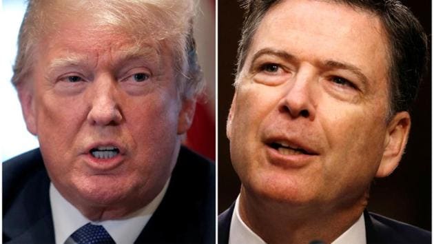 A combination of file photos show US President Donald Trump in the White House in Washington, and former FBI director James Comey.(Reuters File Photo)