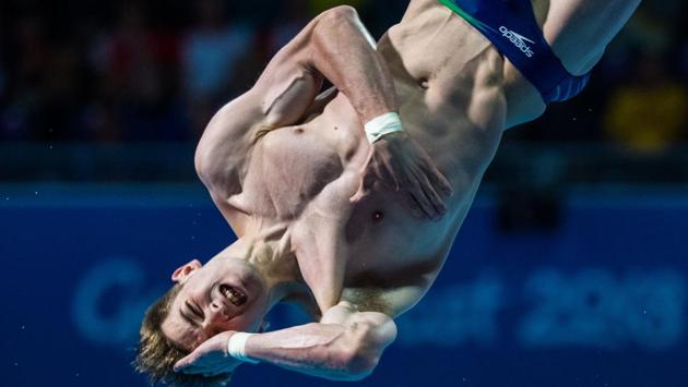 Australia's James Connor competes during the men's 1m springboard diving final at the Optus Aquatic Centre on April 11, 2018 (François-Xavier Marit / AFP)