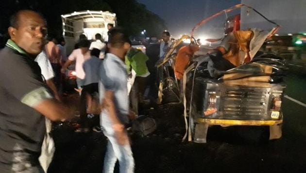 The auto rickshaw was carrying 12 pilgrims and going to Mahalaxmi temple for the annual fair.