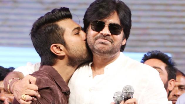 Pawan Kalyan appreciates nephew Ram Charan’s film Rangasthalam.(FRom team Rangasthalam)