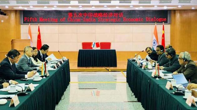 Indian and Chinese officials at the 5th meeting of the Strategic Economic Dialogue in Beijing on April 14, 2018.(Courtesy: Indian embassy in Beijing)