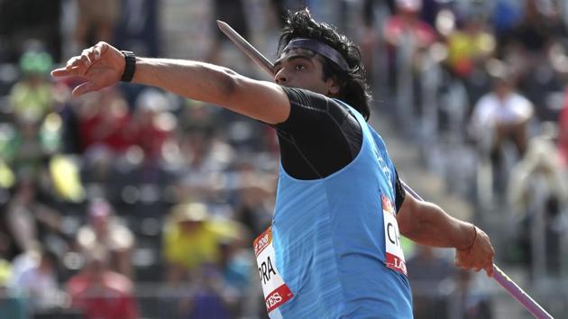 India's Neeraj Chopra won gold in the men’s javelin throw final event at the 2018 Commonwealth Games at Gold Coast on Saturday.(AP)