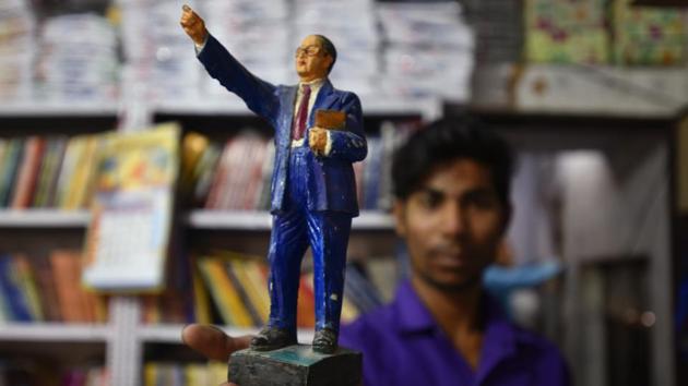 Ambedkar who was independent India’s first law minister and the principal architect of the Constitution, is now fast becoming a pop culture icon whose face, as they once said about Che Guevara, can launch a thousand T-shirts. His image features not just on tees, but on a range of accessories --rings, earrings, wristwatches, bracelets, lockets-- all of which are selling like hot cakes, thanks to a new generation of assertive Dalits who like to flaunt their identity. (Raj K Raj / HT Photo) Ambedkar who was independent India’s first law minister and the principal architect of the Constitution, is now fast becoming a pop culture icon whose face, as they once said about Che Guevara, can launch a thousand T-shirts. His image features not just on tees, but on a range of accessories --rings, earrings, wristwatches, bracelets, lockets-- all of which are selling like hot cakes, thanks to a new generation of assertive Dalits who like to flaunt their identity. (Raj K Raj / HT Photo)