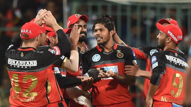 Umesh Yadav’s 3/23 helped Royal Challengers Bangalore beat Kings XI Punjab by four wickets in an IPL 2018 match at the M Chinnaswamy Stadium in Bengaluru on Friday.(PTI) Umesh Yadav’s 3/23 helped Royal Challengers Bangalore beat Kings XI Punjab by four wickets in an IPL 2018 match at the M Chinnaswamy Stadium in Bengaluru on Friday.(PTI)