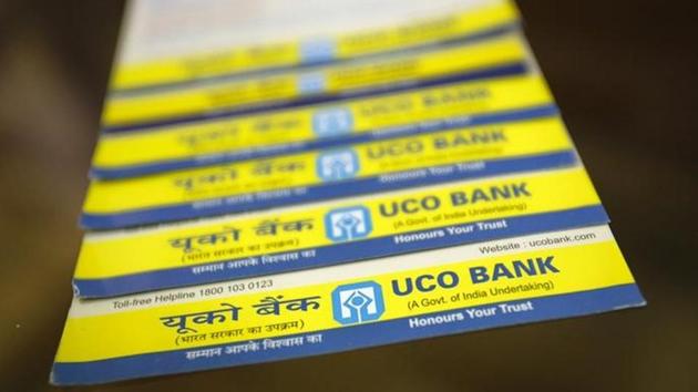 Leaflets advertising loans are pictured inside a commercial branch of the UCO Bank in Mumbai.(Reuters File Photo)