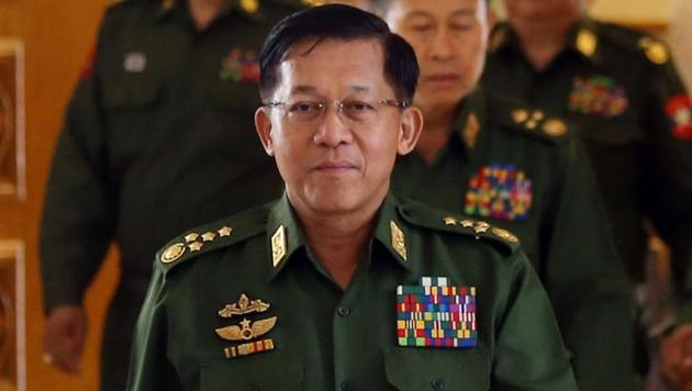 Myanmar military chief Senior General Min Aung Hlaing is seen in this file photo. The UN chief’s report said the assaults were allegedly perpetrated by the Myanmar Armed Forces “at times acting in concert with local militias, in the course of military ‘clearance’ operations in October 2016 and August 2017.” (AFP File Photo) Myanmar military chief Senior General Min Aung Hlaing is seen in this file photo. The UN chief’s report said the assaults were allegedly perpetrated by the Myanmar Armed Forces “at times acting in concert with local militias, in the course of military ‘clearance’ operations in October 2016 and August 2017.” (AFP File Photo)