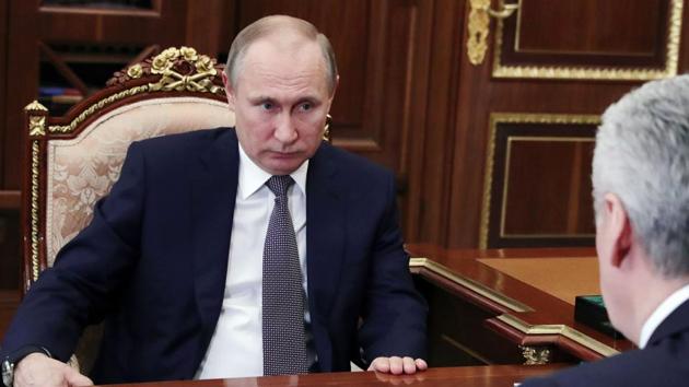Russia's President Vladimir Putin is pictured during his meeting with Moscow's Mayor Sergei Sobyanin in Moscow on April 14, 2018.(AFP) Russia's President Vladimir Putin is pictured during his meeting with Moscow's Mayor Sergei Sobyanin in Moscow on April 14, 2018.(AFP)