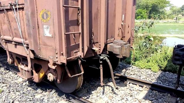 The goods train travelled for two kilometres leaving five of its wagons behind in Balasore district.(HT Photo)