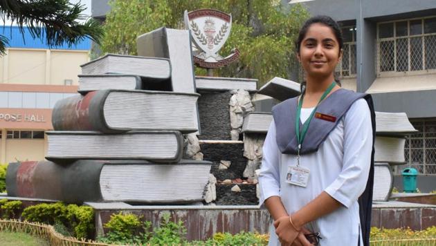 ALL-ROUNDER: Janvi Chhabri, the head girl of Shivalik Public School, Sector 41, Chandigarh, is a non-medical student, handball player and keen debater.(Sikander Singh Chopra/HT)