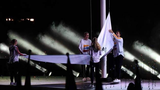 The Commonwealth Games flag is hoisted during the closing ceremony of the 2018 Gold Coast Commonwealth Games. (AFP) The Commonwealth Games flag is hoisted during the closing ceremony of the 2018 Gold Coast Commonwealth Games. (AFP)