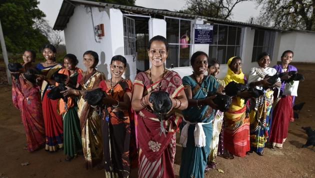 Women are being given Kadaknath chicken at a fraction of the cost, and with the money they are making from rearing and selling them, they’re rain-proofing their homes, paying for siblings to go to college and, in one case, buying a motorcycle.(Sanchit Khanna / HT Photo) Women are being given Kadaknath chicken at a fraction of the cost, and with the money they are making from rearing and selling them, they’re rain-proofing their homes, paying for siblings to go to college and, in one case, buying a motorcycle.(Sanchit Khanna / HT Photo)