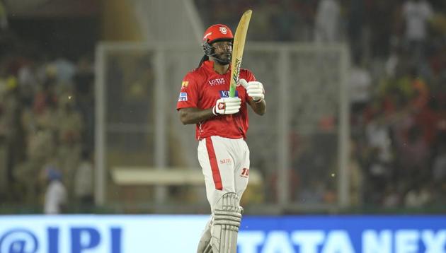 Chris Gayle blasted 63 on his debut with Kings XI Punjab as Ravichandran Ashwin’s side defeated Chennai Super Kings by four runs in the 2018 Indian Premier League. (BCCI)