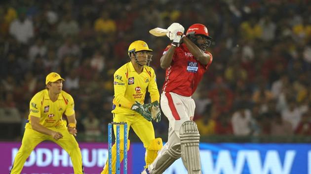 Chris Gayle blasted 20 runs off Deepak Chahar and also targeted Imran Tahir as CSK failed to stop the flow of runs. (BCCI) 