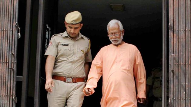 Swami Aseemanand (R), one of the ten people accused in the Mecca Masjid blast case. A special NIA court acquitted all five arrested and on trial in the Mecca Masjid bomb blast case. The bombing during Friday prayers in the mosque in Hyderabad on May 18, 2007, claimed nine lives and left 58 injured. (PTI File) Swami Aseemanand (R), one of the ten people accused in the Mecca Masjid blast case. A special NIA court acquitted all five arrested and on trial in the Mecca Masjid bomb blast case. The bombing during Friday prayers in the mosque in Hyderabad on May 18, 2007, claimed nine lives and left 58 injured. (PTI File)