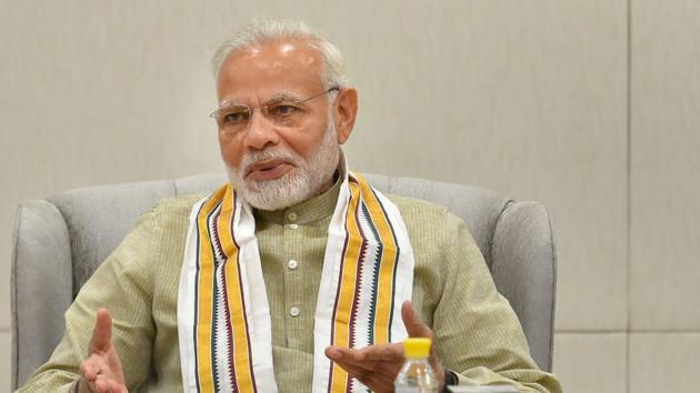 New Delhi: Prime Minister Narendra Modi and BJP President Amit Shah during the BJP Central Election Committee (CEC) meeting, at BJP headquarters in New Delhi on Sunday. PTI Photo by Kamal Kishore (PTI4_15_2018_000212B)(PTI)