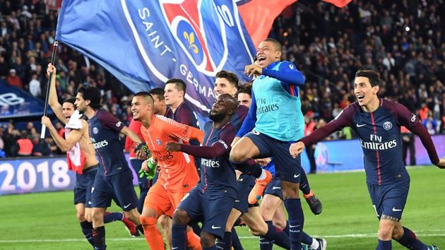 Paris Saint-Germain claimed their seventh Ligue 1 title with a 7-1 home win against defending champion AS Monaco on Sunday. (AFP) Paris Saint-Germain claimed their seventh Ligue 1 title with a 7-1 home win against defending champion AS Monaco on Sunday. (AFP)