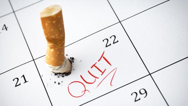Time to quit smoking , Cigarette butts on the calendar(Getty Images/iStockphoto)