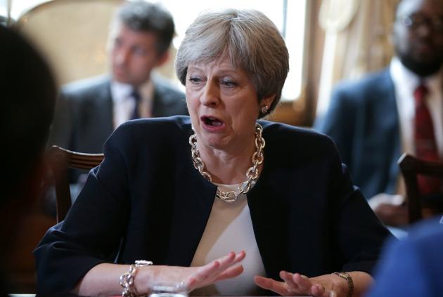 Britain's Prime Minister Theresa May hosts a meeting with leaders and representatives of Caribbean countries at 10 Downing Street in London on April 17, 2018.(Reuters)