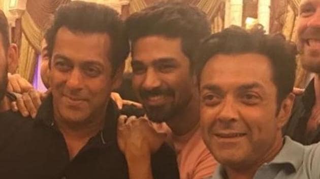 Salman Khan and Bobby Deol at Saqib Saleem’s birthday party.