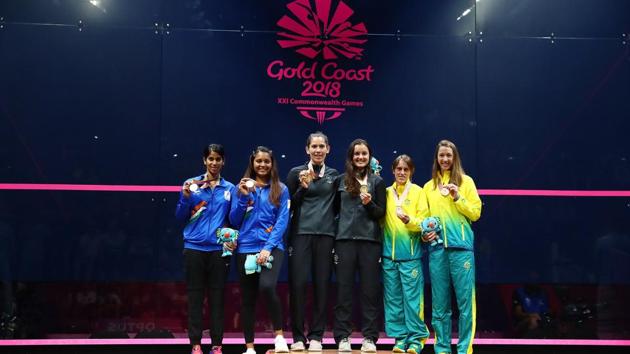 Dipika Pallikal and Joshna Chinappa won silver in women’s doubles squash at the 2018 Commonwealth Games.(Getty Images)