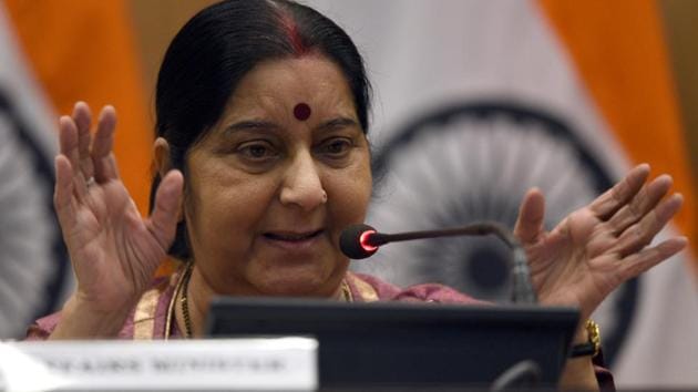 Minister of External Affairs of India Sushma Swaraj will meet a more powerful Wang, who in March was elevated to China’s top diplomatic post of State Councillor.(Sonu Mehta/ Hindustan Times)
