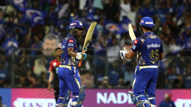 Evin Lewis shared a 108-run stand with skipper Rohit Sharma as Mumbai Indians were on course for a massive score. (BCCI)
