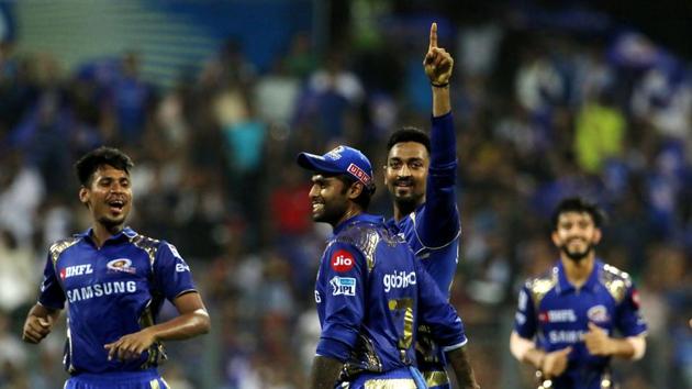 Krunal Pandya’s three wickets and Rohit Sharma’s 94 helped Mumbai Indians beat Royal Challengers Bangalore by 46 runs at the Wankhede stadium. Get highlights of Mumbai Indians vs Royal Challengers Bangalore here.(BCCI)