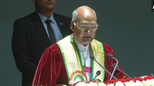 President Kovind was in Jannu to speak at the sixth convocation of the Shri Mata Vaishno Devi University at Katra town.(ANI/Twitter)